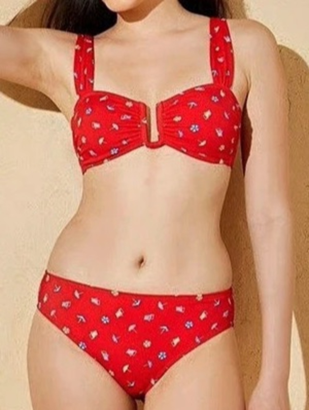 Shade & Shore Red & Blue Umbrella Breach Bikini Set